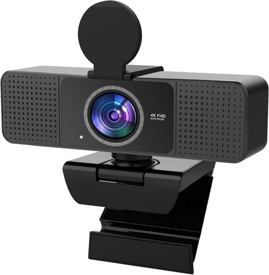 4K Webcam for PC - Autofocus, Noise-Canceling Mic, USB Plug & Play with Privacy Cover Camera 4K for Zoom/Teams/Skype/Google Meet