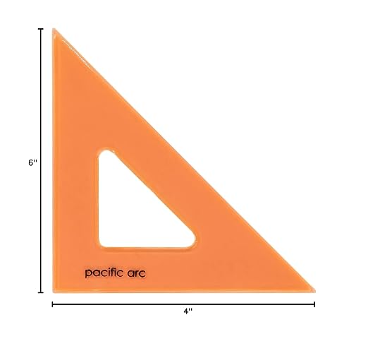 Pacific Arc's Scholastic Triangle - 6 inch - Fluorescent - 45/90 Angle - Polystyrene - Inking Edge - Technical Drawing Tools, Drafting, Architect and Engineering.