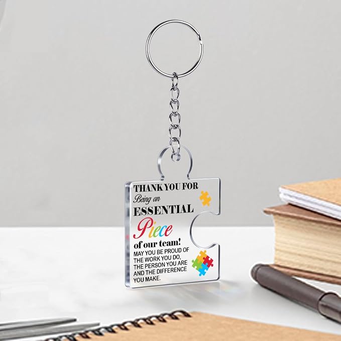 Team Appreciation Gifts Bulk Thank You Keychains for Coworkers | Gift Set for Employee, Staff, Teachers, Teamwork Puzzle Piece Keyring, Acrylic