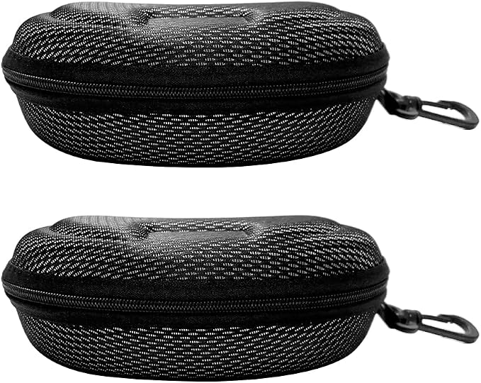 Yamrots 2 Pcs Zipper Hard Sunglasses Cases Portable Travel Eyeglasses Cases with Plastic Hook