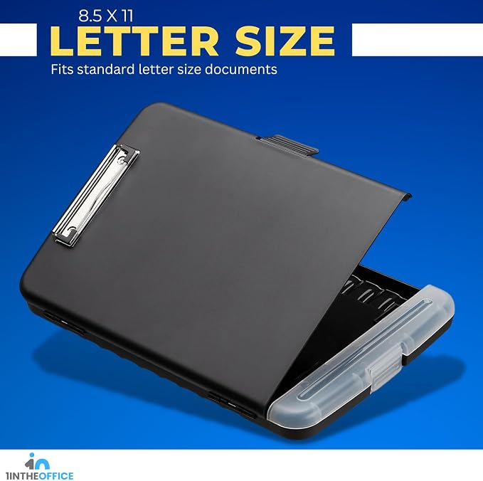 1InTheOffice Clipboard with Storage Box, Plastic Storage Clipboard, Black 4 Pack