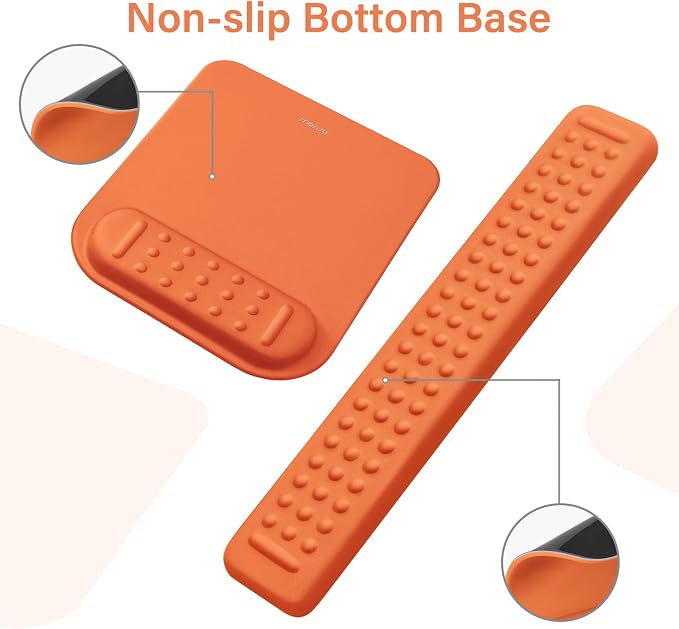 MOSISO Keyboard Stand&Wrist Rest Support for Keyboard &Mouse Pad Set | Ergonomic Massage Wrist Rest Set, Easy Typing Working Acrylic Clear Stand for Office Home, Cosmic Orange