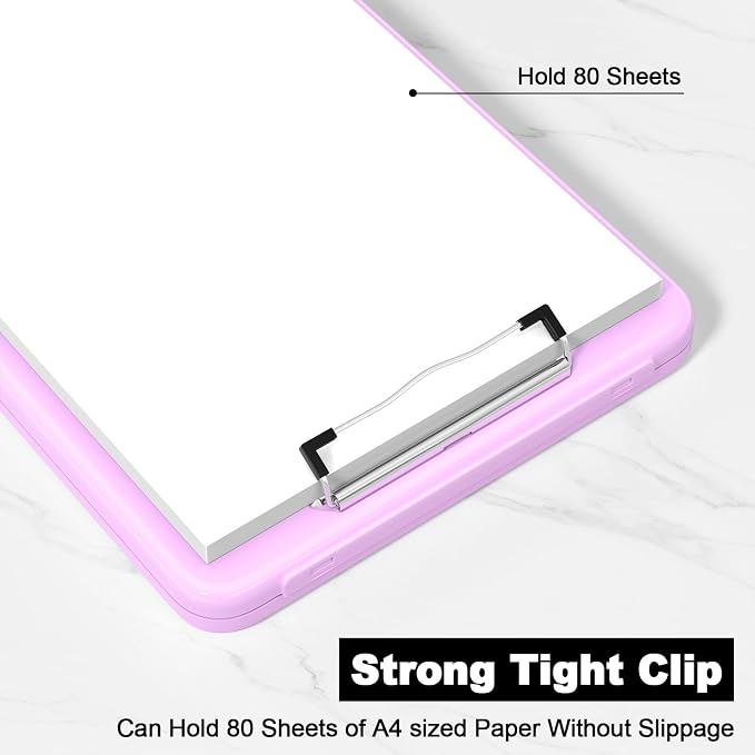 Hongri Clipboard with Storage, 8.5 x 11 Clip Board Foldable, Pale Pink | Bottom Opening, Size 13.4 x 9.4 X 0.9 in for Nurses, Teacher, Students, Classroom, School & Office Supplies