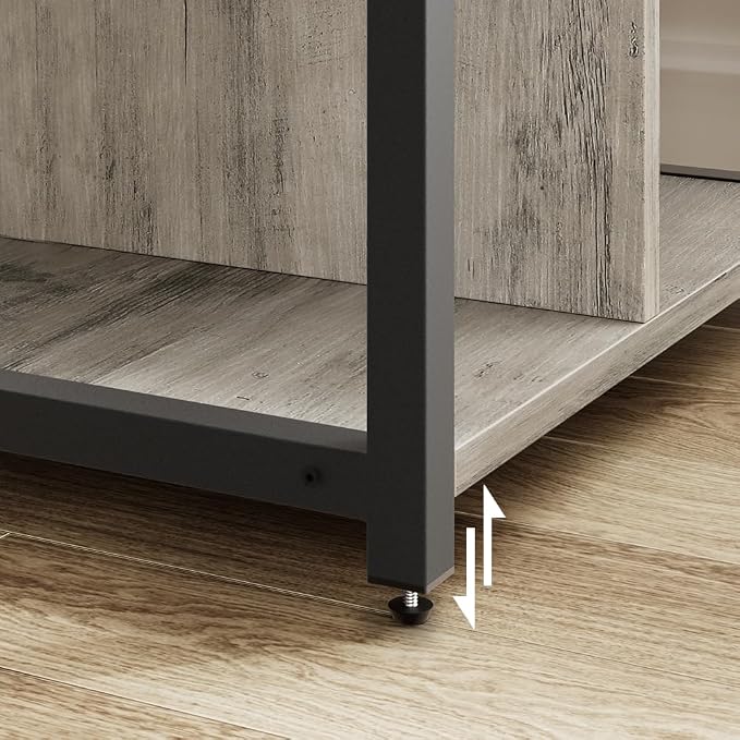 Garvee 3-Tier Printer Stand, Rolling Under Desk Printer Cart with Lockable Wheels, Industrial Mobile Printer Table with Power Outlets, USB Ports & Paper Storage Shelf for Home, Office, Retro Gray