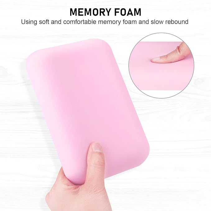 Leolee Elbow Rest Pads for Desk, Pink Ergonomic Wrist Rest Arm Rest Pads | Memory Foam & Non-Slip Base, Armrest Cushion Support Pad Relieve Elbow and Wrist Pain for Computer, Office, 2 Packs