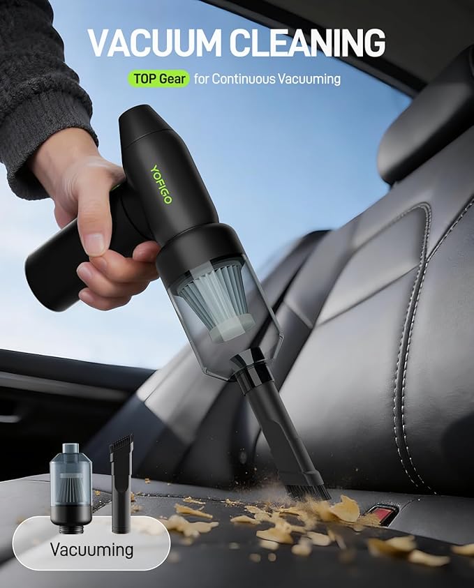 150,000 RPM Electric Air Duster [Aluminum Alloy], 180W Powerful Compressed Air Blower for PC Cleaning, 4400mAh 3-in-1 Vacuum & Air Pump for Inflatables, Portable Mini Leaf Blower for Car Home