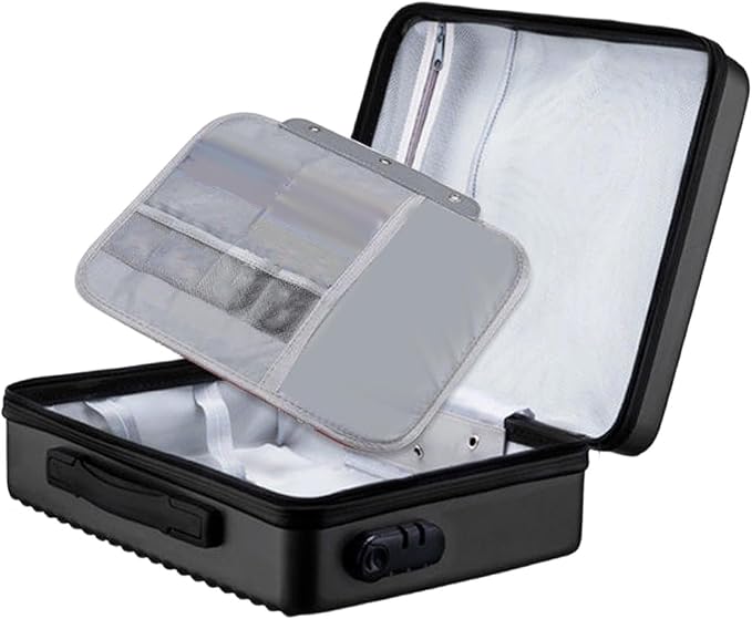 Fireproof Document Box, Secure Storage, Waterproof Briefcase, Sturdy Storage Bag for Contracts, Outdoor, Black