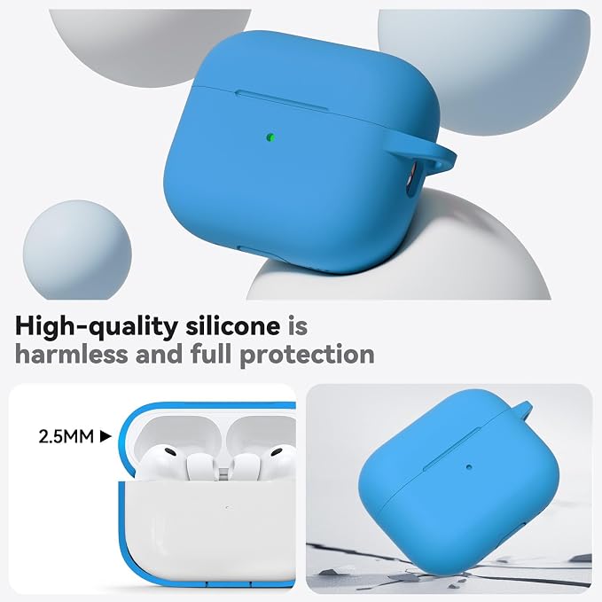 Ljusmicker for AirPods Pro 3 Case 2025 with Cleaner Kit,Milk Blue | Soft Silicone Protective Cover for Apple AirPod Pro 3rd Generation Case with Keychain for Women Men,Shockproof