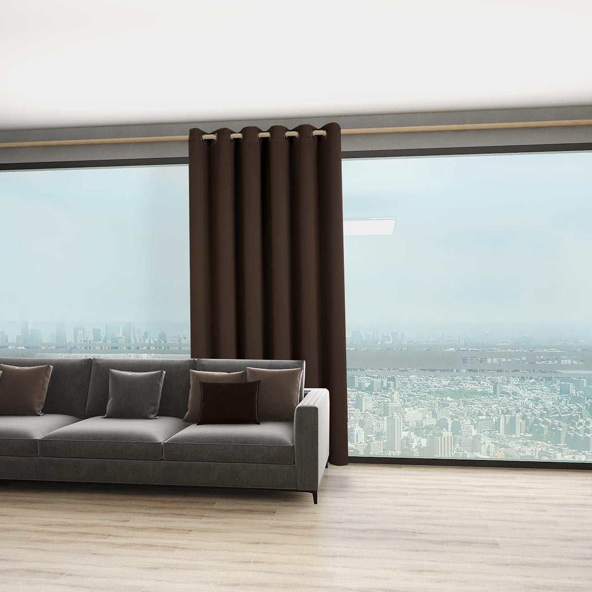 BONZER Room Divider Curtain Screen Partitions Total Privacy Wall Grommet Wide Blackout Curtains for Living Room, 96L x 70W Inch (8L x 5.8W ft), 1 Panel, Chocolate