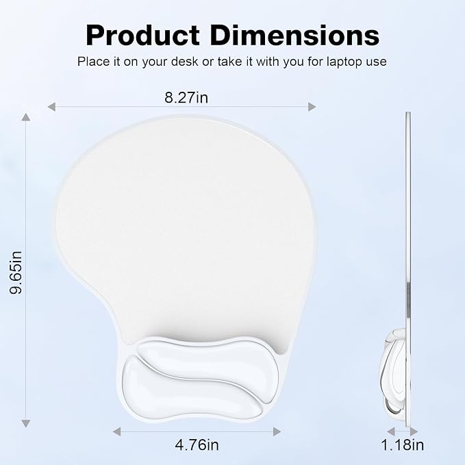 Gel Mouse Pad with Wrist Rest, Ergonomic Comfortable Computer Wrist Support for Laptop, Pain Relief Mousepad with Non-Slip PU Base for Office & Home Clear