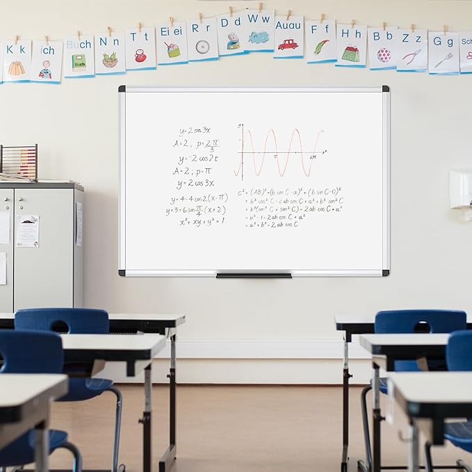 VIZ-PRO Magnetic Whiteboard/Dry Erase Board, 48 X 36 Inches, Silver Aluminium Frame