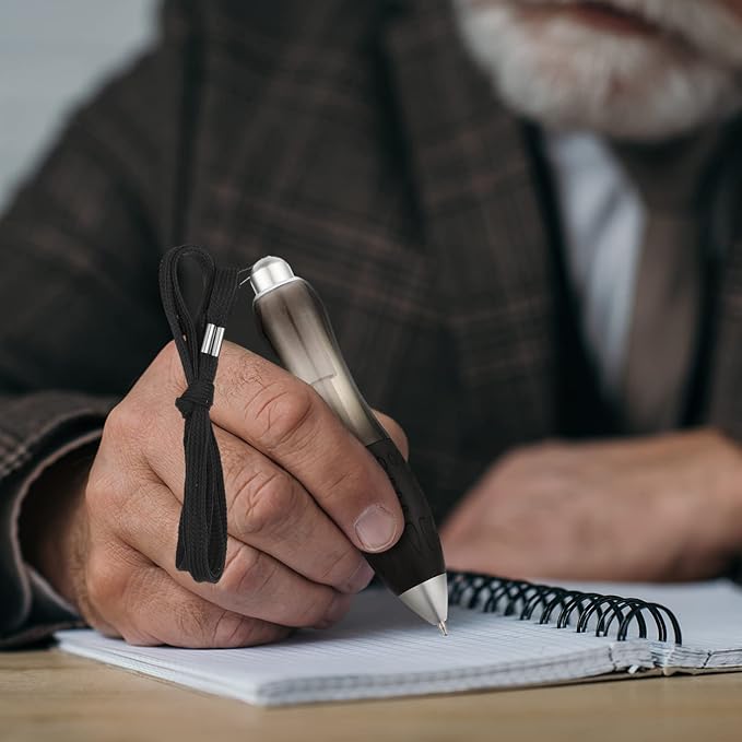 Tenare 5 Big Fat Pens with 10 Blue Extra Refills Thick Pen for Arthritis Hands Wide Grip Ballpoint with Rope Handwriting Aids for Tremor, Parkinson, Elderly(Black)