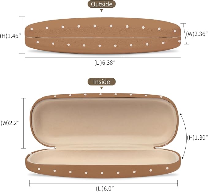 Glasses Case Hard Shell, Cute Sunglasses Case for Women Leather Protective Case for Eyeglass with Cleaning Cloth