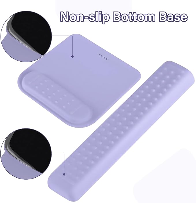 MOSISO Keyboard Stand&Wrist Rest Support for Keyboard &Mouse Pad Set | Ergonomic Massage Wrist Rest Set, Easy Typing Working Acrylic Clear Stand for Office Home, Purple