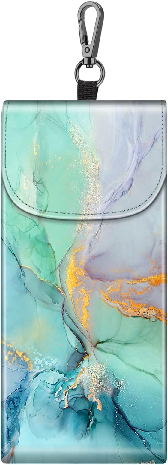 FINTIE Double Glasses Case with Carabiner Hook, Portable Vegan Leather Eyeglass Case Anti-scratch Sunglasses Pouch