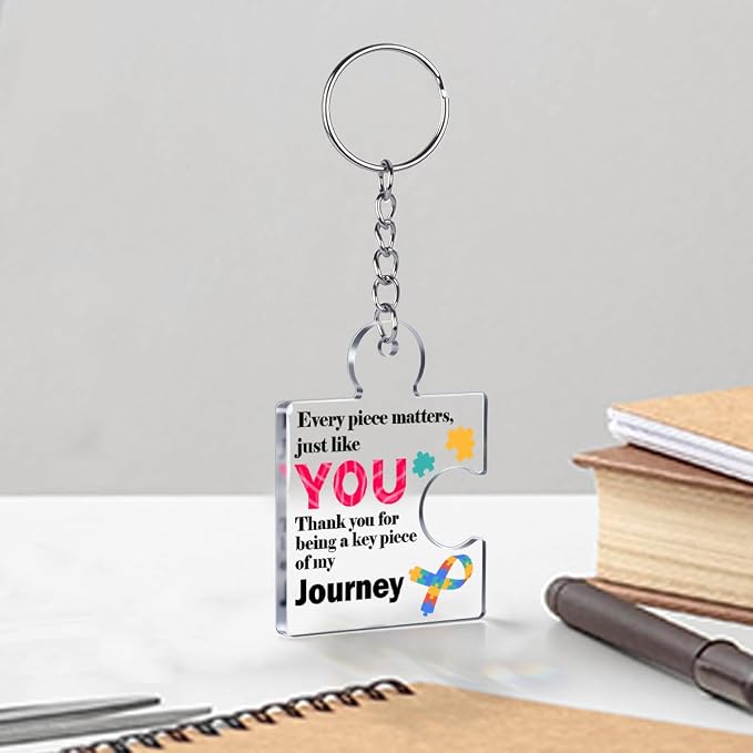 Team Appreciation Gifts Bulk Thank You Keychains for Coworkers | Gift Set for Employee, Staff, Teachers, Teamwork Puzzle Piece Keyring, Acrylic