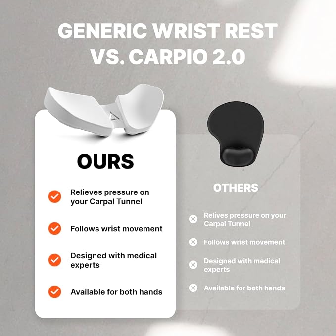 DELTAHUB Carpio 2.0 - Left & Right Handed Ergonomic Wrist Rest for Mouse and Keyboard, Carpal Tunnel Support, Pain Relief, Anti-Fatigue, Easy Glide, Office Computer, Laptop, Gaming - Large, Black