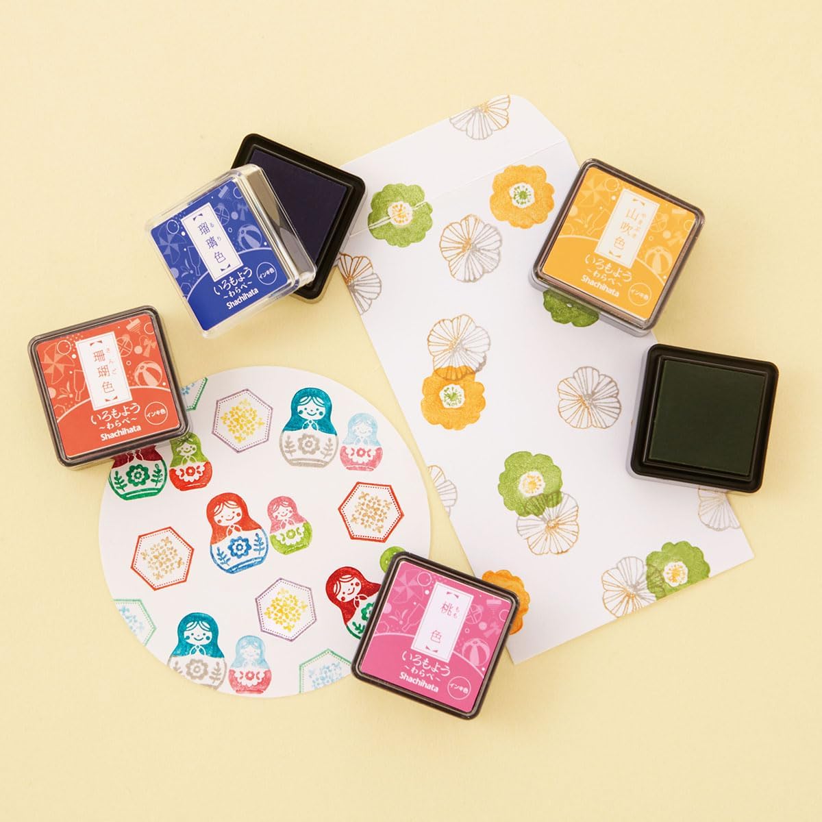 IROMOYO WARABE Stamp PAD, Small Traditional Japanese Ink Colour, Oil-Based Ink pad - Cobalt Blue