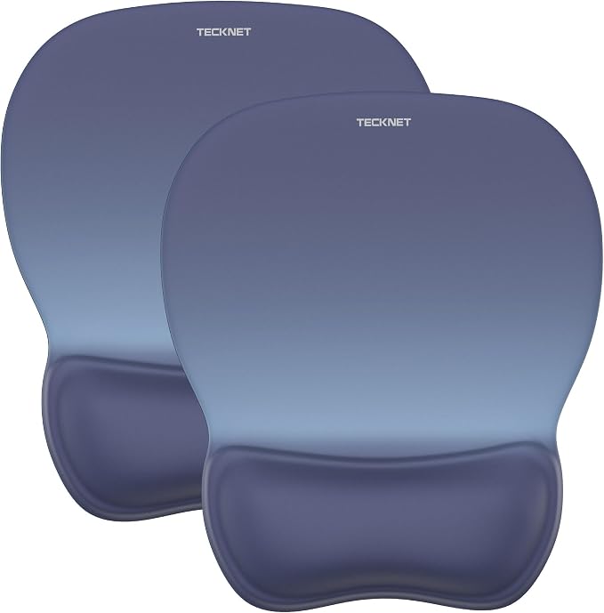 TECKNET 2 Pack Gel Ergonomic Mouse Pad with Wrist Rest, Non-Slip PU Base | Comfortable Gel Cushion, Pain Relief, Smooth and Waterproof Surface, Mouse Pad with Wrist Rest for Office, Gaming and Study