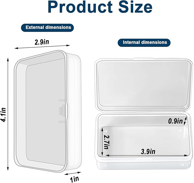 Blank Card Case, 6 Pack Clear Plastic Card Deck Box, Snaps Closed - Storage Box for Base Ball Trading Cards, Business Cards & More