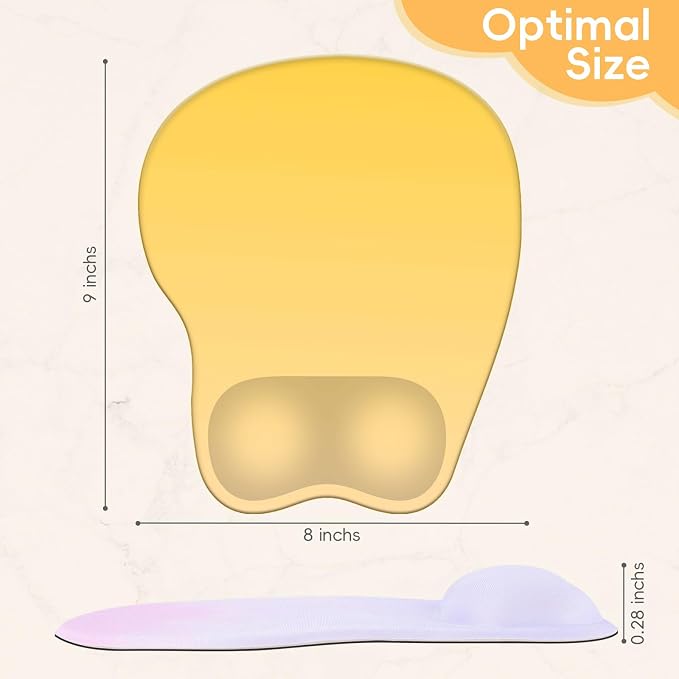 Mouse Pad with Wrist Rest Ergonomic Mouse Pad with Comfortable M-Shape Pain Relief Wrist Support Non-Slip PU Base Mousepad for Laptop, Office & Home (Gradient Yellow)