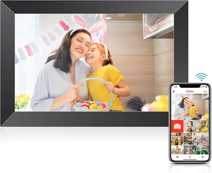 Digital Picture Frame, 10.1" 1280x800 HD IPS Touch Screen Picture Frames with 32GB Memory, Smart Digital Photo Frame Warm Gifts for Mom, Quick & Easy Setup,Share Photos and Videos via Frameo App