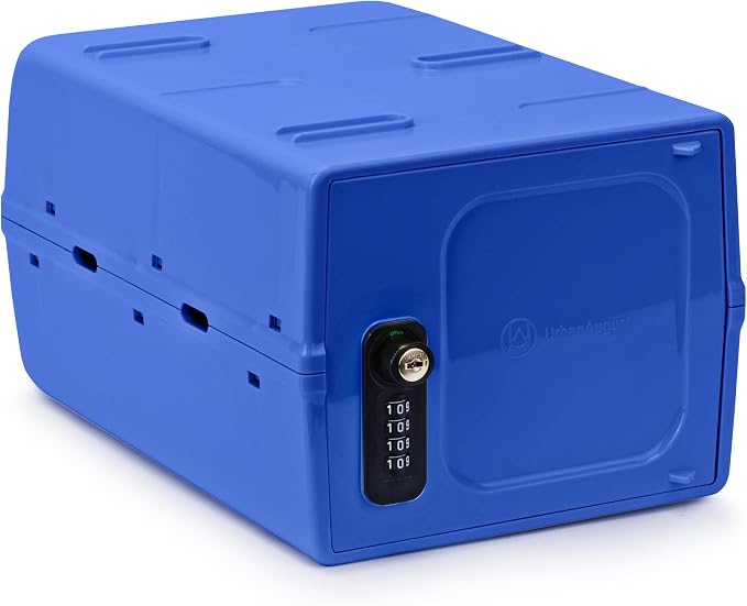 Dual Combination & Keyed Lockbox - Lockable Box for Everyday Use - Multi-Purpose lock for Home & Office Safety - Made of Industrial-Grade Plastic - One Size (Blue)