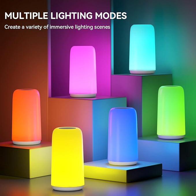 Touch Bedside Table LED Lamp, [Sleek Design & RGB Mode] Multi-Color Dimmable with Warm White Lights, Birthday Gifts for Women Mom, Smart Nightstand Small Lamp for Bedroom Living Room Home Decor