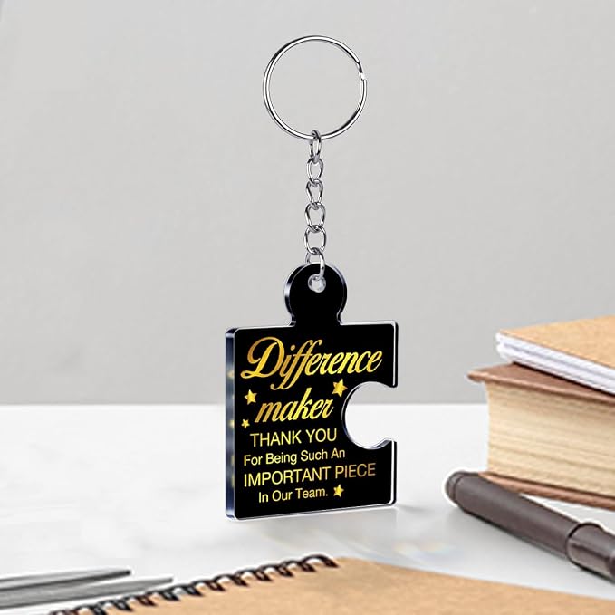 Team Appreciation Gifts Bulk Thank You Keychains for Coworkers | Gift Set for Employee, Staff, Teachers, Teamwork Puzzle Piece Keyring, Acrylic