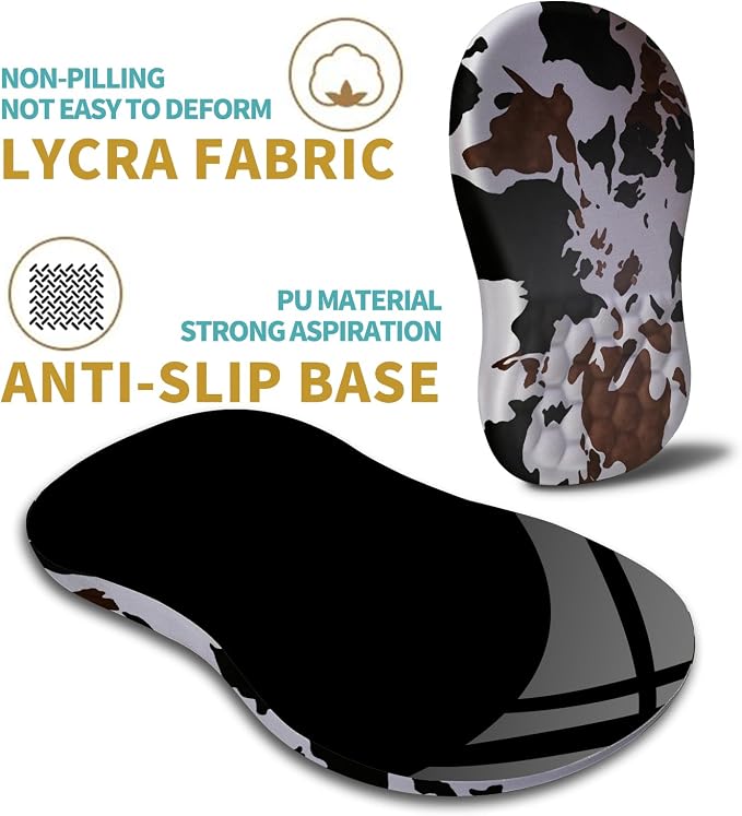 Hokafenle Ergonomic Mouse Pad Wrist Support with Massage Design, Wrist Rest Pain Relief Mousepad with Memory Foam&Non-Slip PU Base, Mouse Pads for Wireless Mouse & Desk (12x8 inch,Cow Print)