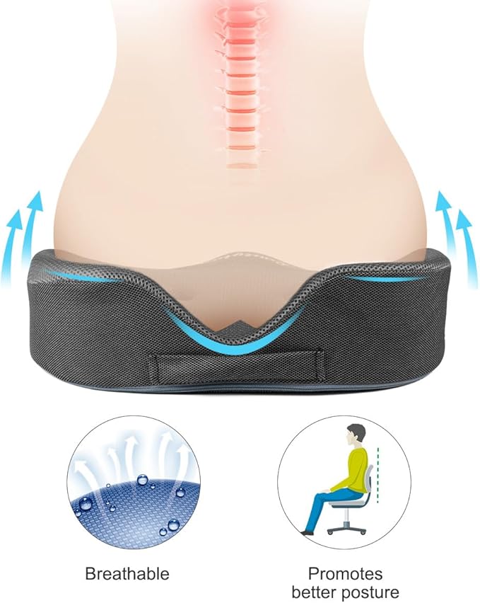 LOUTYTUO Seat Cushion Pillow,100% Memory Foam and Washable Cover,for Office Chair,Car Seat and Wheelchair, Soft Support Seat Cushion