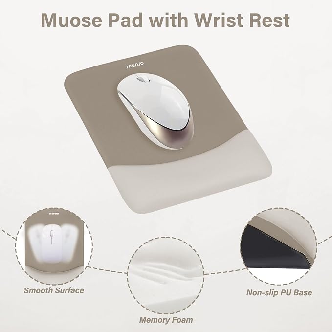 MOSISO Wrist Rest Support Mouse Pad & Keyboard Set, Bronze Brown | Rectangular Ergonomic Mousepad, Non-Slip Base, Home/Office Pain Relief & Easy Typing, Neoprene Cloth & Raised Silicone Lining