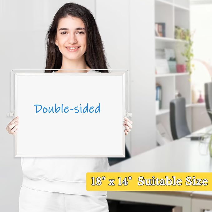 Double-Sided Magnetic White Board with Stand, 18" x 14" | Dry Erase Board with Stand, Desktop Whiteboard Easel , Portable Small White board dry erase for Drawing, Office, Home
