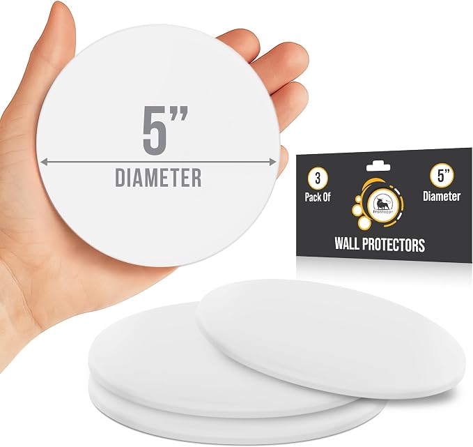 Door Stoppers X-Large 5" (3 Pack) - Door Stoppers for Wall with Strong Back Adhesive - Quiet and Shock Absorbent Silicone Wall Protectors from Door Knobs - Protects Every Surface - White