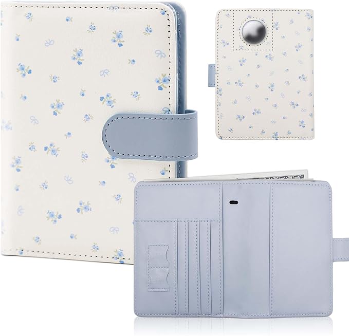 Melsbrinna Rfid Passport Holder for Travel women/Men, Cute Passport Wallet Rfid Blocking Card Slots, Rfid Passport Cover/CaseTravel Wallet, Passport Book Holder (1, floral blue a)