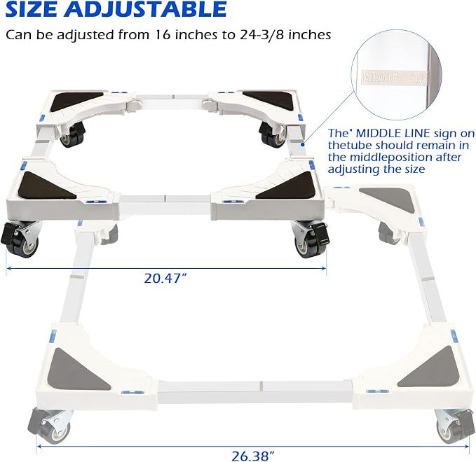 Nefish Furniture Dolly Adjustable Mini Fridge Stand Dolly Cart with 4 Lockable Wheels Washing Machine Stand Mobile Roller Universal Mobile Base Stand for Washer Dryer Refrigerator