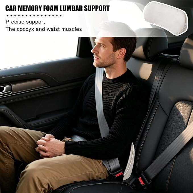 Zpana Car Lumbar Support Pillow, Memory Foam Vehicle Seat Lower Back Support Cushion for Back Pain Relief & Sciatica, Comfortable Auto Driver Seat Pad, Universal for Vehicles (Beige) | Memory Foam Lumbar Support Pillow, Lower Back Pain Relief & Sciatic...