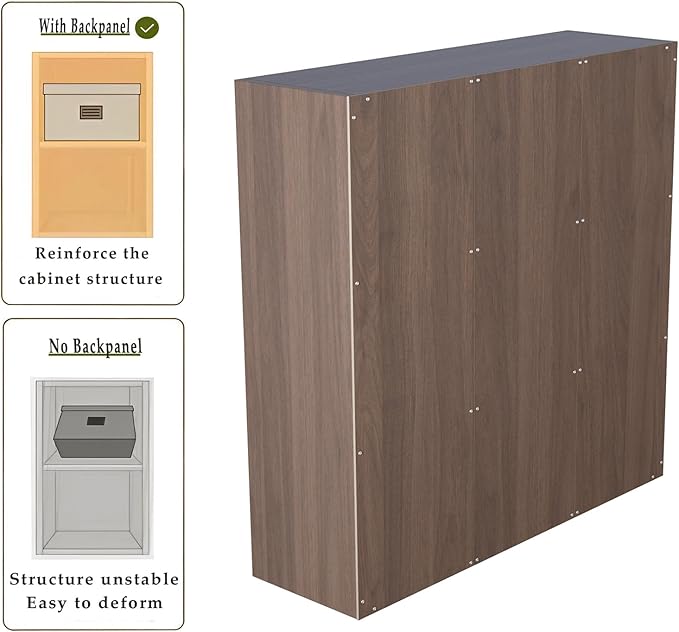 OSCHF 9-Cube Storage Shelf Bookcase - Wooden 3-Tier Floor Standing Open Bookshelf for Home and Office, Cuby Orgainzer, Walnut