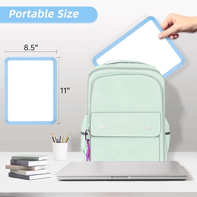 VUSIGN Magnetic Dry Erase Board, 8.5 x 11 Inches White Board, Blue | Includes 4 Dry Erase Markers, Small Mini White Board for Students Fridge Wall Locker