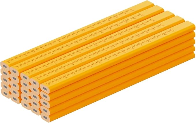 KR. LIF Carpenter Pencils with CM Scale – Framing Construction Pencil for Contractor & Woodworking 14-Pack (Yellow)