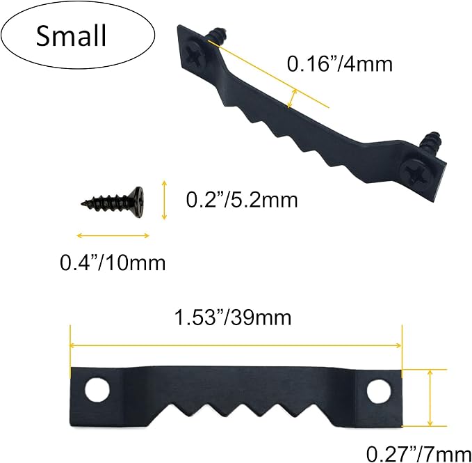 30 Pack Large Heavy and 30 Pack Small Sawtooth Picture Hangers Steel Picture Hangers with Screws Picture Hang Solutions, for Hanging Clock Paintings Artwork Picture Frame Hook Photos (Black)