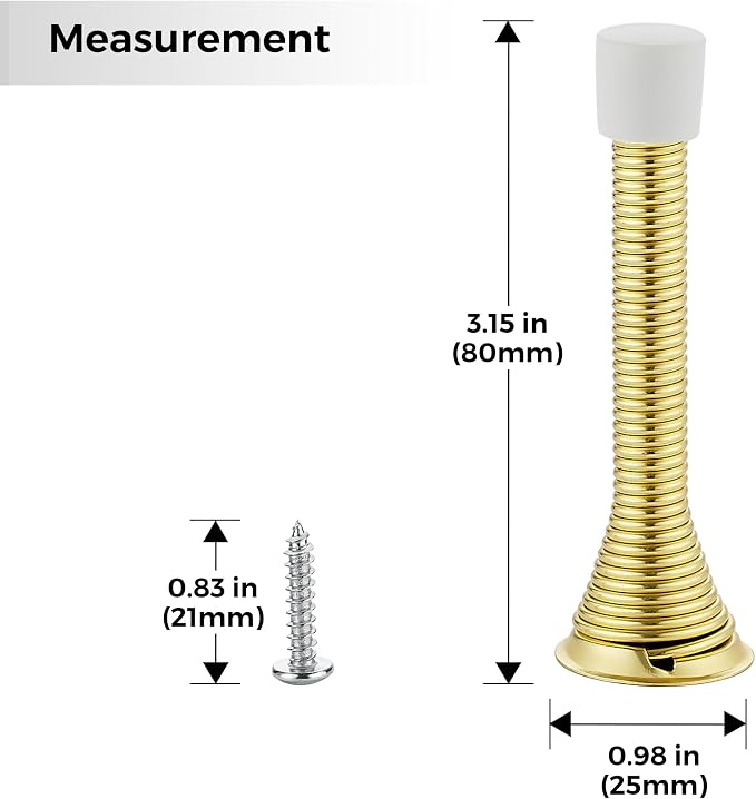 Ravinte Door Stoppers, 48 Pack Gold Spring Door Stops with Rubber Bumper, Door Stoppers for Bottom of Door