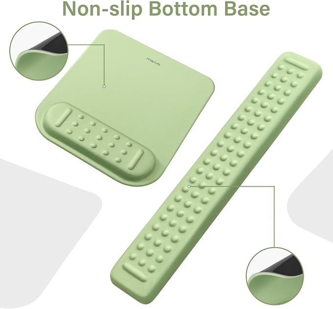 MOSISO Keyboard Stand&Wrist Rest Support for Keyboard &Mouse Pad Set | Ergonomic Massage Wrist Rest Set, Easy Typing Working Acrylic Clear Stand for Office Home, Sage Green