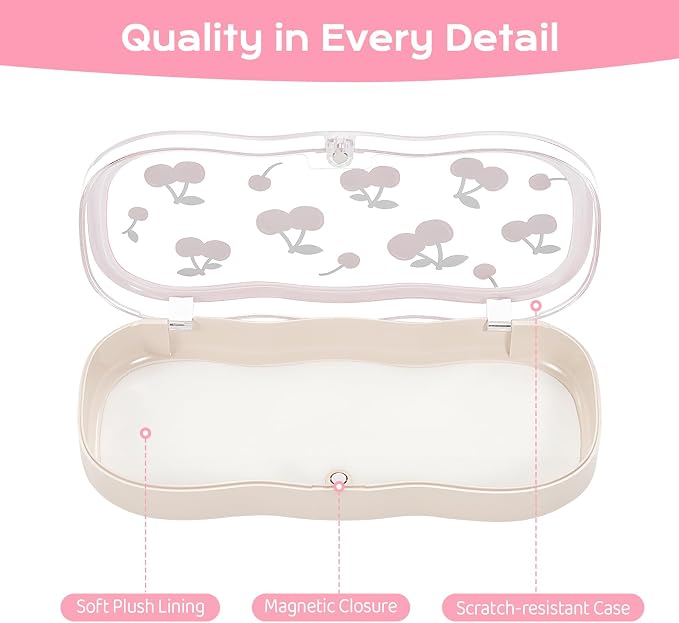 MoKo Glasses Case Hard Shell, Cute Eyeglass Case for Reading Glasses, Clear Eyeglasses Case for Women Girls