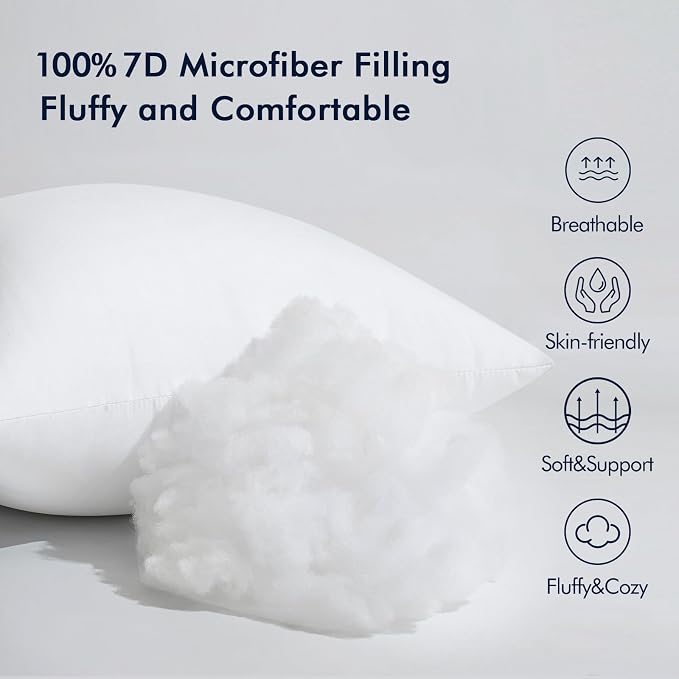 MIULEE 26x26 Euro Pillow Inserts Set of 2, Throw Pillows for Sofa Couch Bed | Premium Virgin Filling, Soft Brushed Fabric, Decorative Pillow, Lumbar Back and Neck Support
