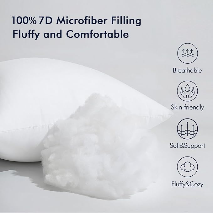 MIULEE 12x20 Pillow Insert, Throw Pillow for Couch Sofa Bed | Premium Virgin Filling, Soft Brushed Fabric, Rectangle Decorative Pillow,Lumbar Support