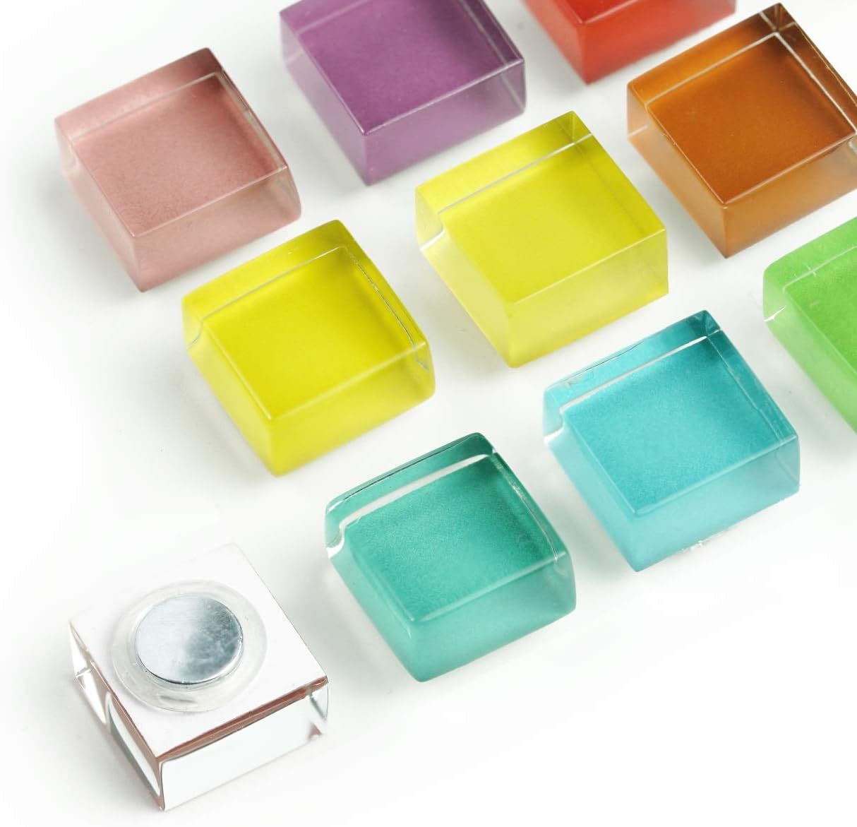 Mymazn 48 Pack Glass Refrigerator Magnets for Fridge Cute Magnets Color Decorative Magnets for Office Locker Magnets for Whiteboard