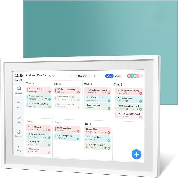 Digital Calendar 10.1IN Electronic Smart Calendars and Chore Chart with Interactive Touch Screen Sync with Phone by App for Family Planner Wall & Desk Mountable Great Gift for Organizing 2026 (White)