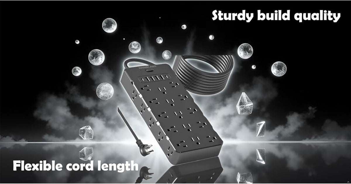 Heavy Duty Surge Protector Power Strip - 25 AC Outlets, 6 USB Ports, 4000J Protection, 6.5ft 14AWG Extension Cord, Flat Plug, Mountable,ETL Listed