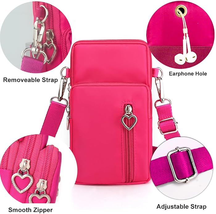 Small Crossbody Bag for Women - Mini Phone Purses with Crossbody Strap and Wallet - Nylon Arm Bag